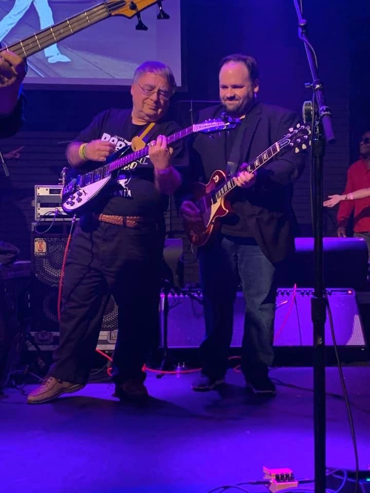 Trading solos on stage